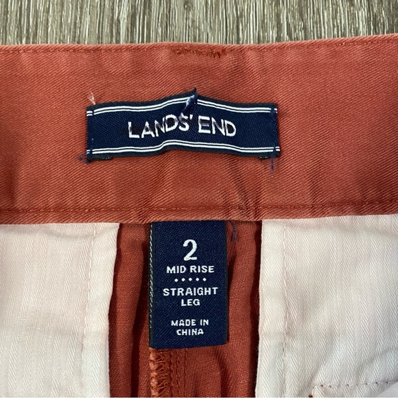 LANDS’ END women’s pants size 2 straight leg mid rise orange - Picture 2 of 8